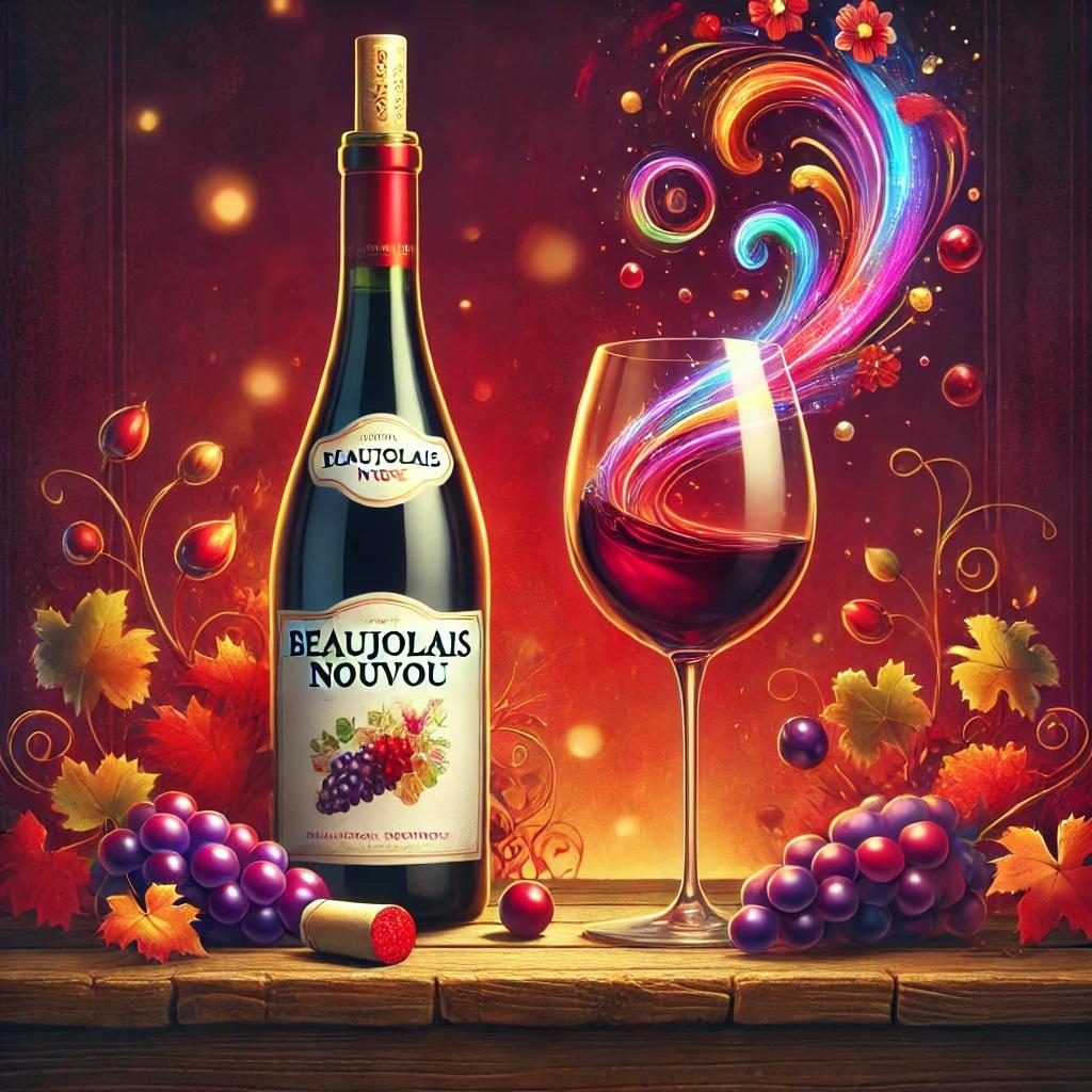 Beaujolais nouveau wine illustration 2024